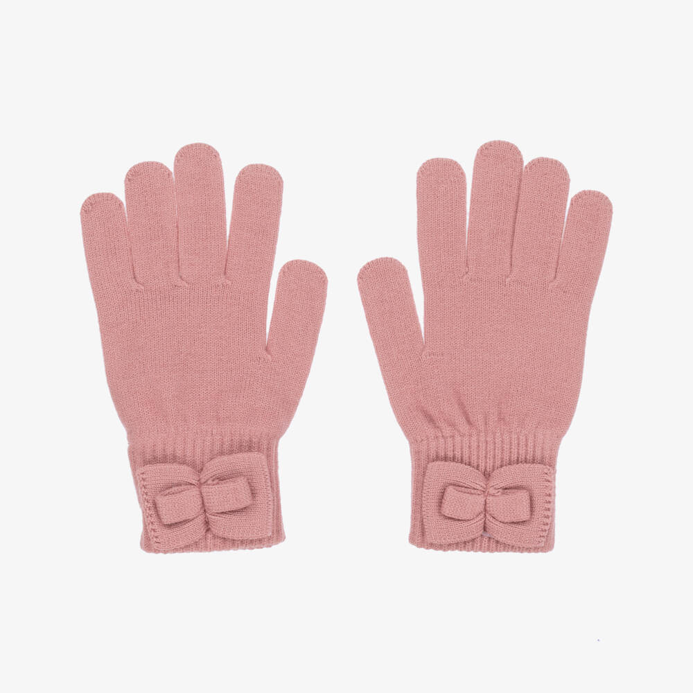 Mayoral-Girls Soft Pink Bow Mittens | Childrensalon Outlet