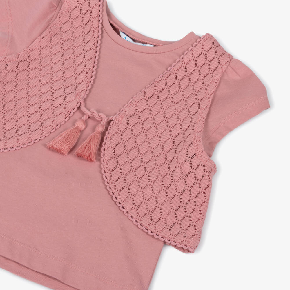 Mayoral-Girls Soft Pink Cotton Tee | Childrensalon Outlet