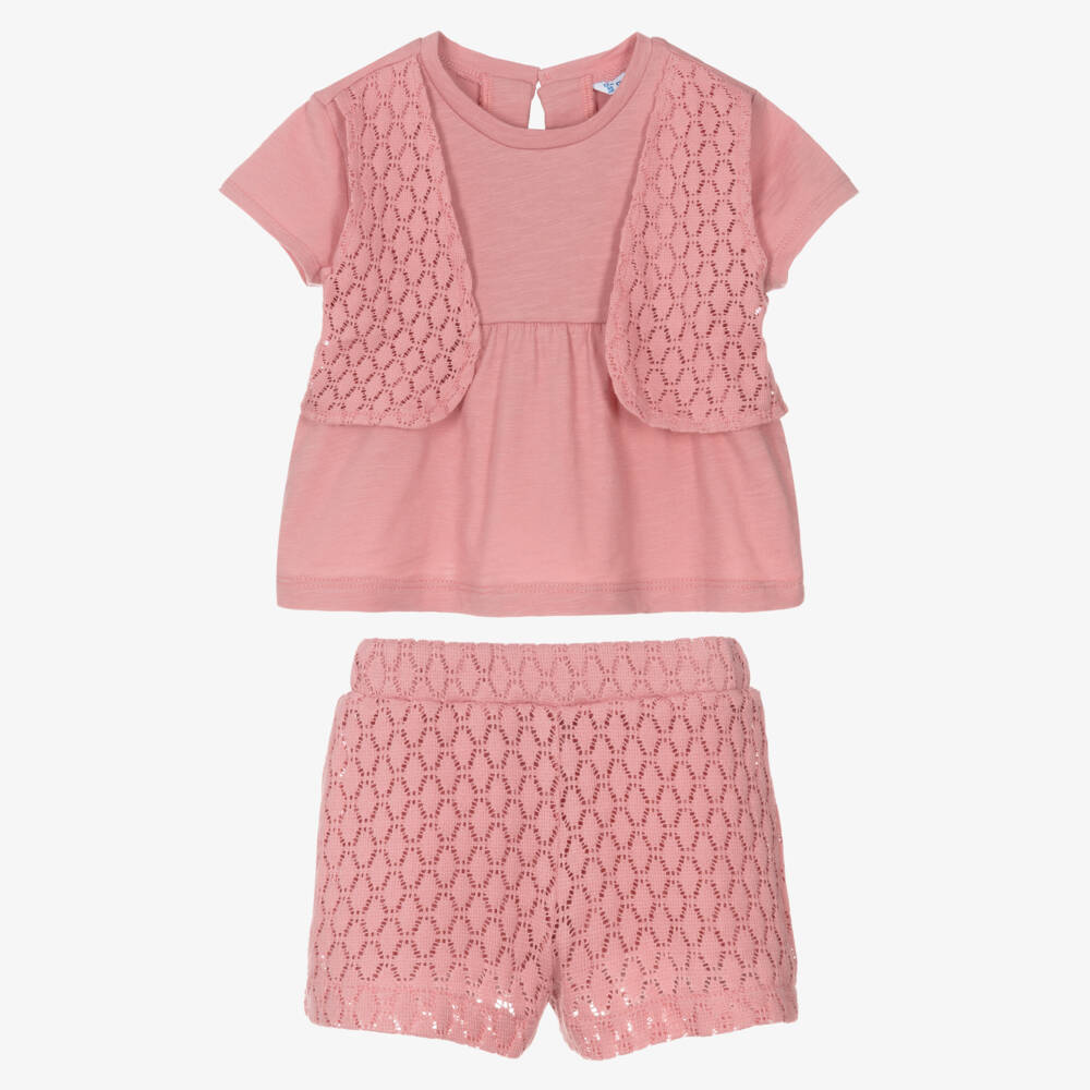 Mayoral-Нежный розовый вязаный комплект для девочек | Childrensalon Outlet