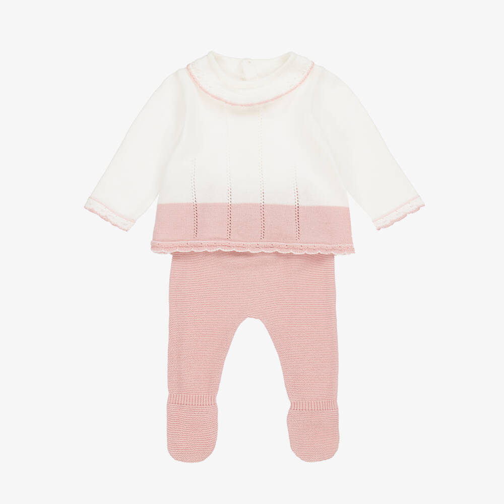Mayoral Newborn-Girls Soft Pink Knit Babygrow Set | Childrensalon Outlet