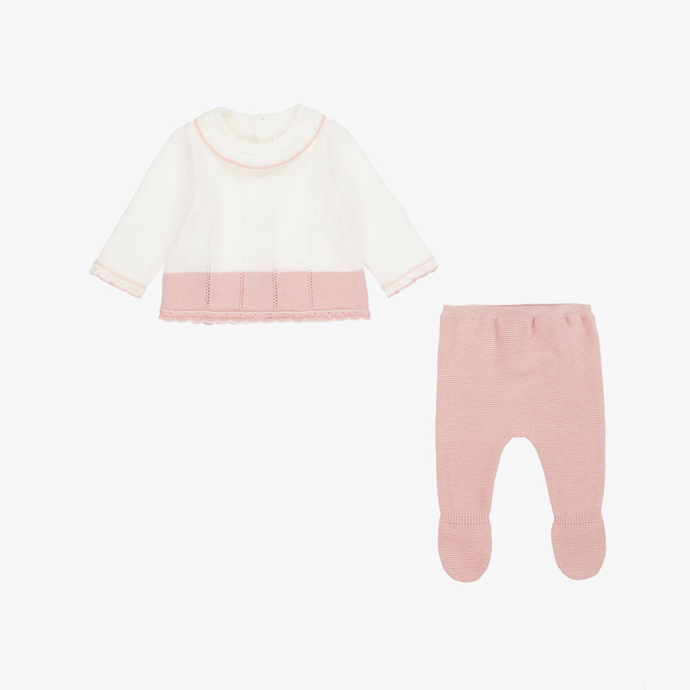 Mayoral Newborn-Girls Soft Pink Knit Babygrow Set | Childrensalon Outlet