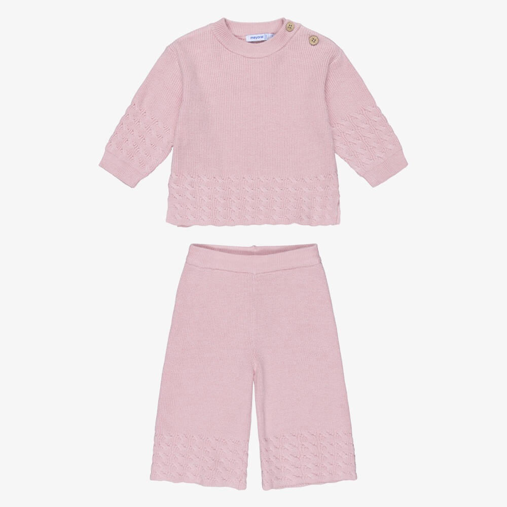 Mayoral-طقم بناتي ناعم باللون الوردي الفاتح | Childrensalon Outlet