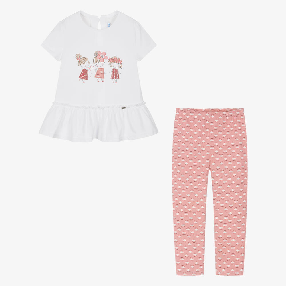 Mayoral-Наряд для девочек мягкий розовый и белый | Childrensalon Outlet