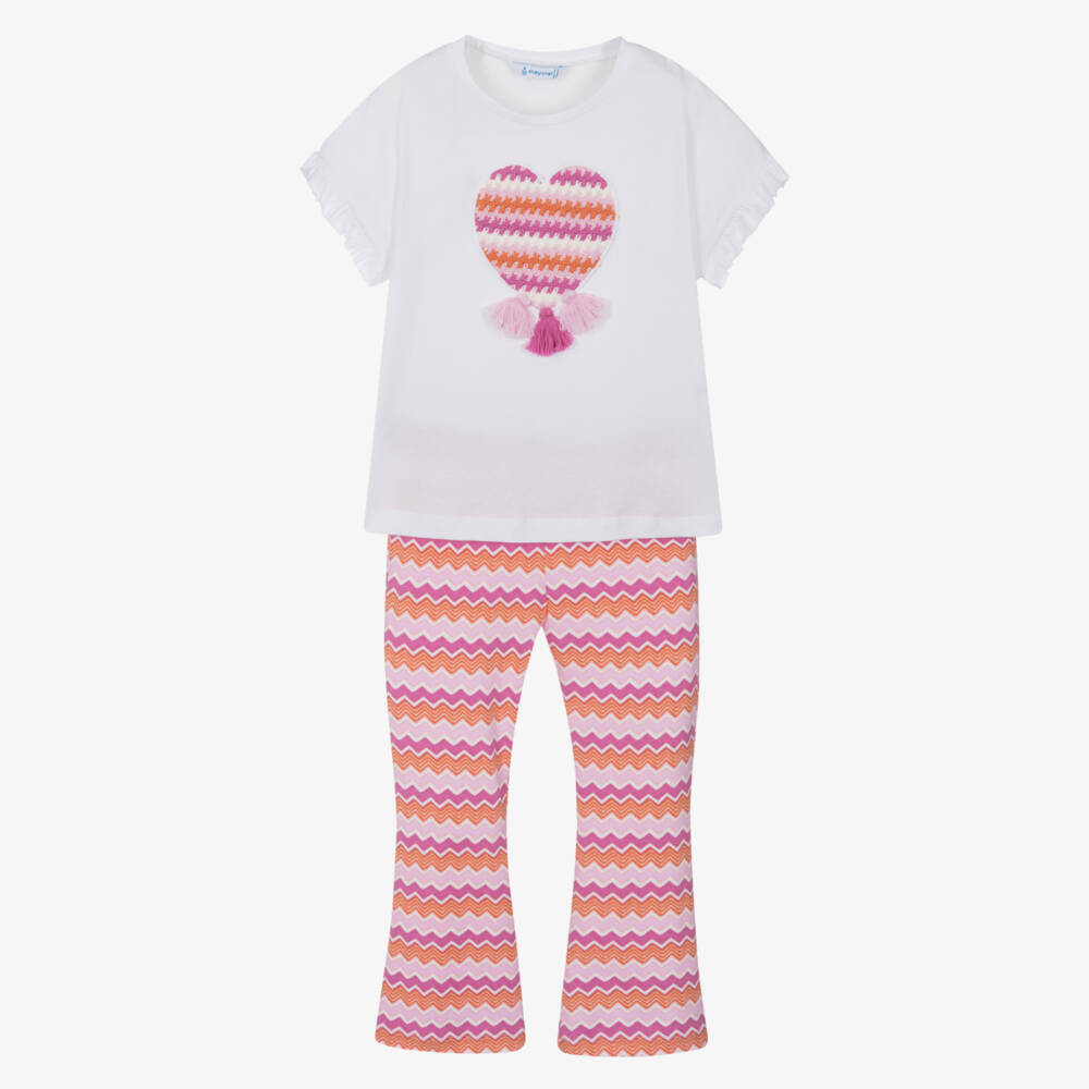 Mayoral-Girls' Soft Pink Zigzag Leggings Ensemble | Childrensalon Outlet