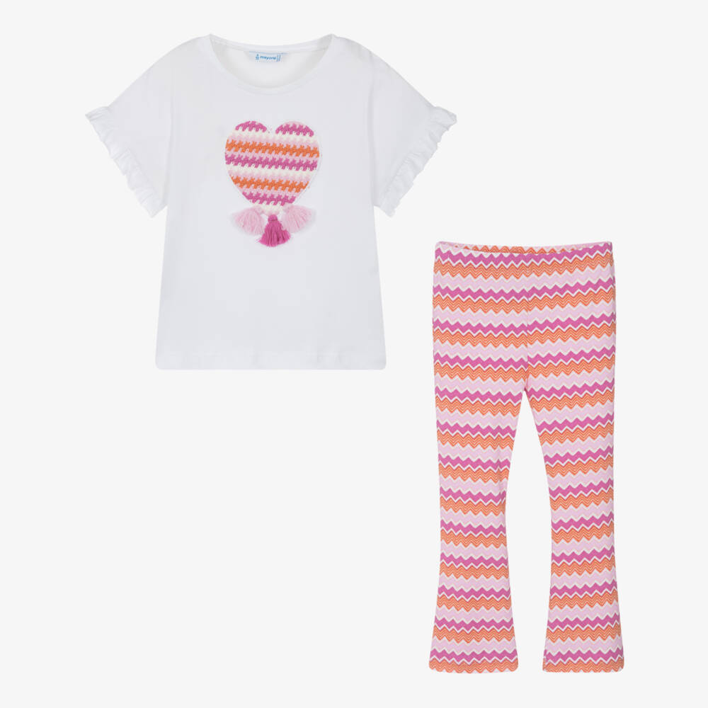 Mayoral-Girls' Soft Pink Zigzag Leggings Ensemble | Childrensalon Outlet