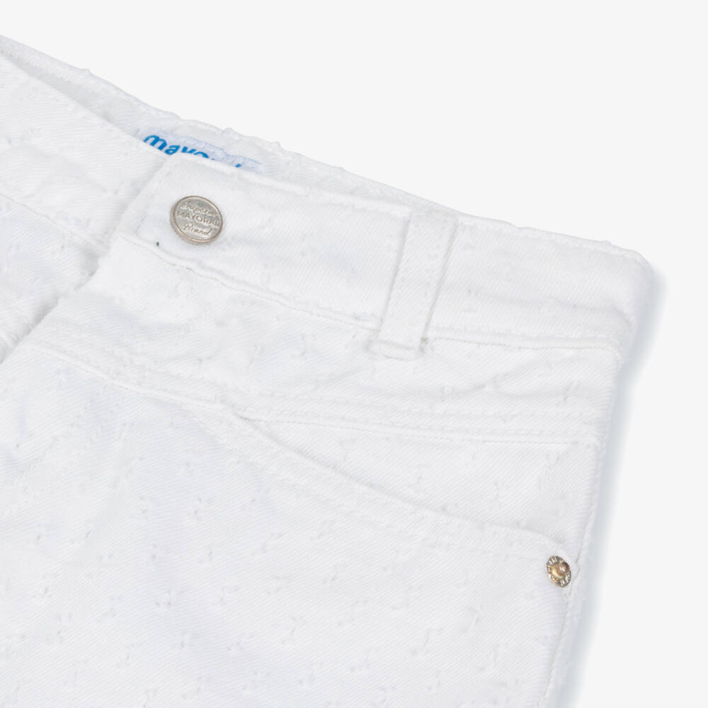 Mayoral-شورت دنيم ناعم للبنات بنقشة بلوميتيس | Childrensalon Outlet