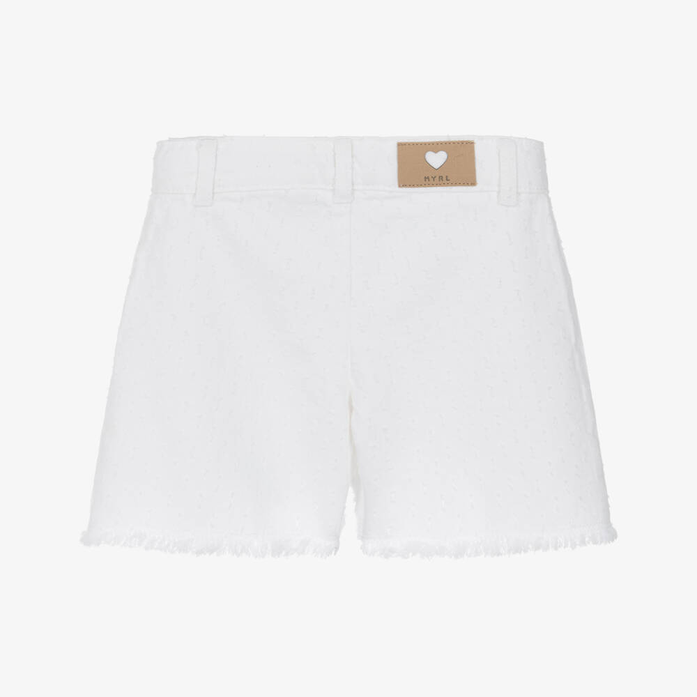 Mayoral-شورت دنيم ناعم للبنات بنقشة بلوميتيس | Childrensalon Outlet