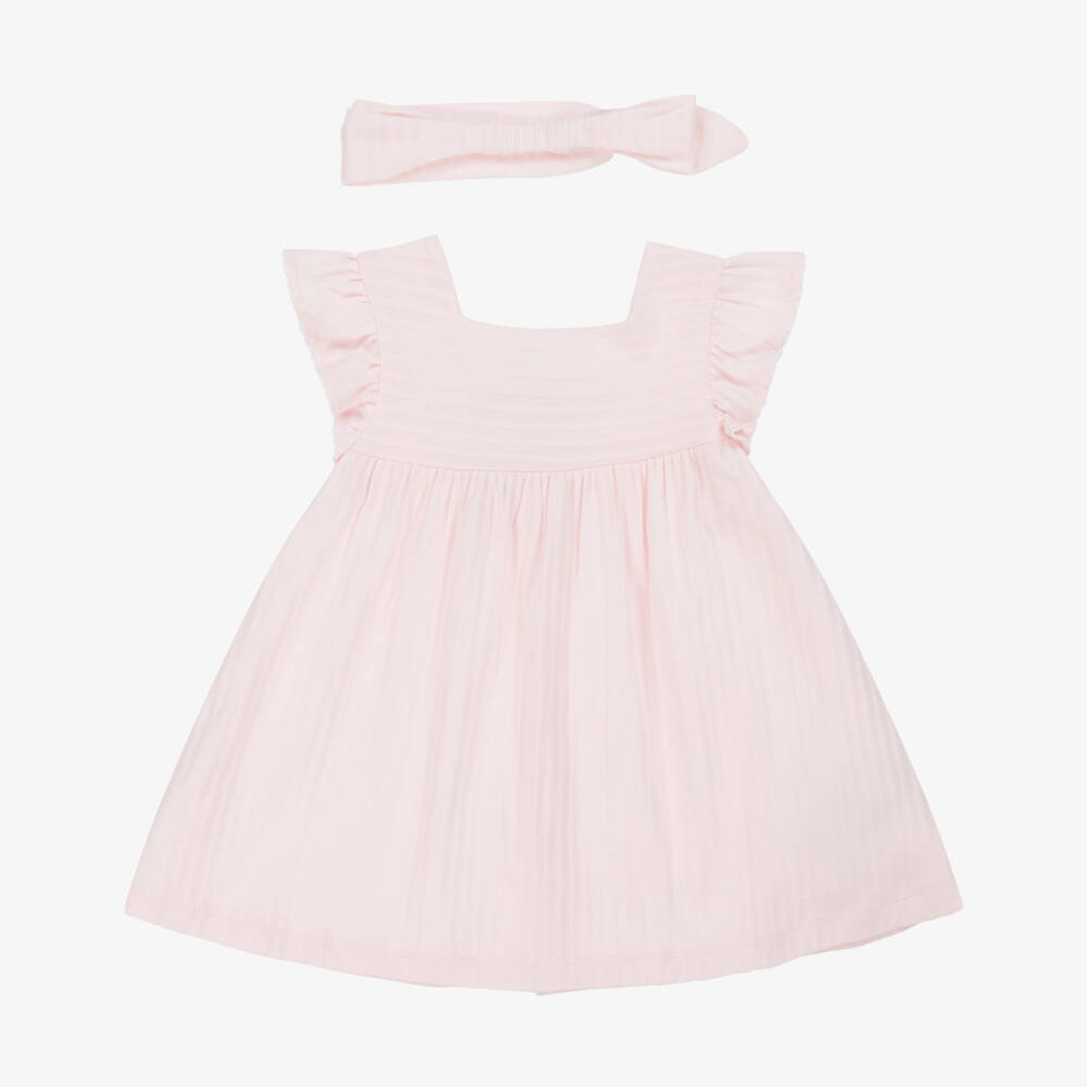 Mayoral Newborn-Girls Soft Rose Dress & Hairband Ensemble | Childrensalon Outlet