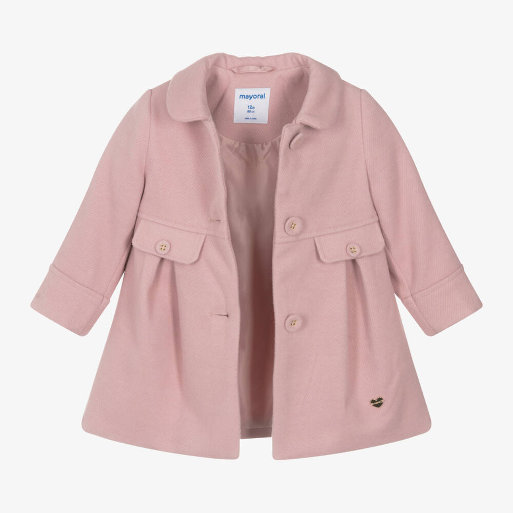 Mayoral-Girls Soft Rose Felted Jacket | Childrensalon Outlet