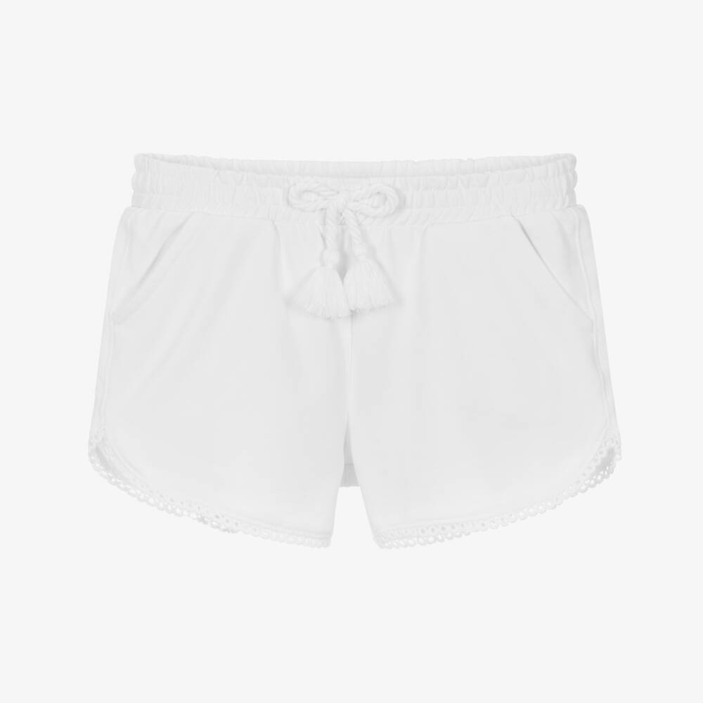Mayoral-Girls Soft White Jersey Shorts | Childrensalon Outlet