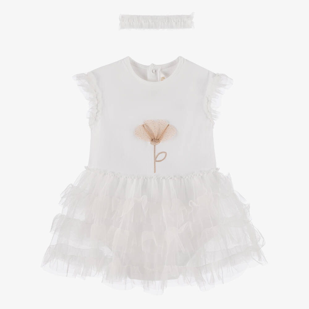 Mayoral Newborn-فستان تول أبيض ناعم للبنات | Childrensalon Outlet
