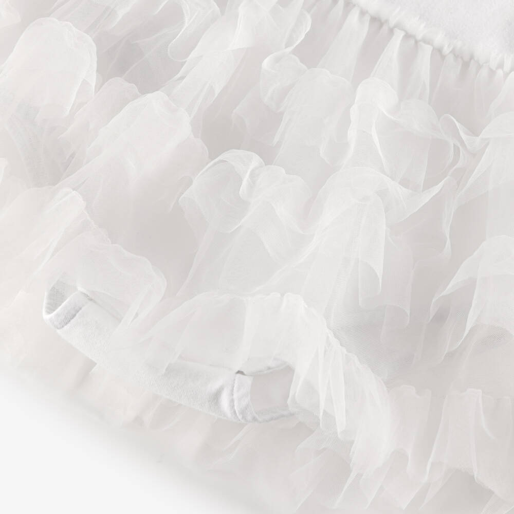 Mayoral Newborn-Girls Soft White Tulle Dress Ensemble | Childrensalon Outlet