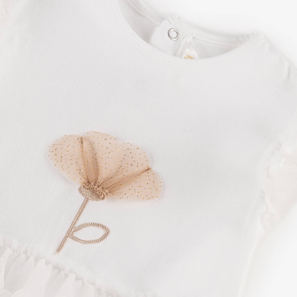 Mayoral Newborn-Girls Soft White Tulle Dress Ensemble | Childrensalon Outlet