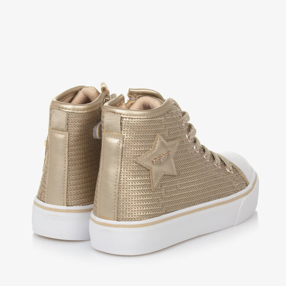 Mayoral-حذاء رياضي بكعب عالي بترتر لون ذهبي للبنات | Childrensalon Outlet