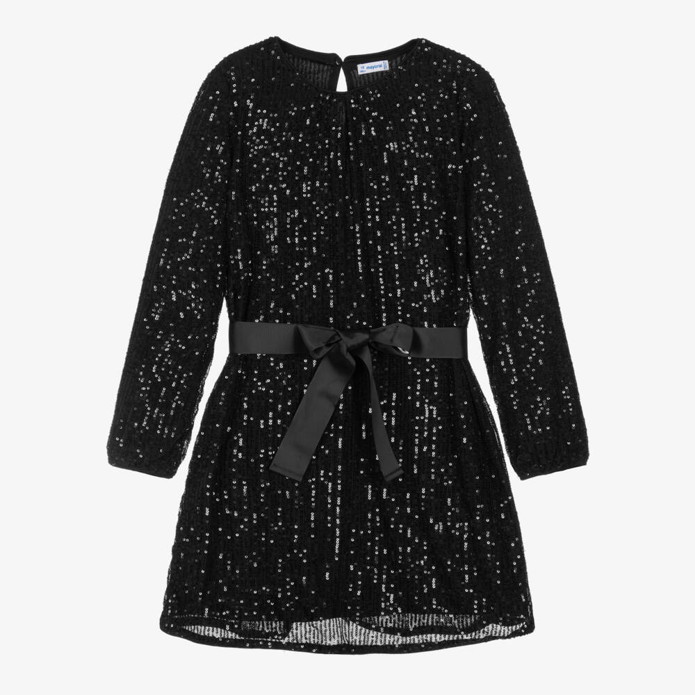 Mayoral-Girls Sparkling Black Tulle Dress | Childrensalon Outlet