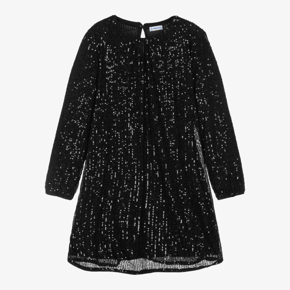 Mayoral-Girls Sparkling Black Tulle Dress | Childrensalon Outlet