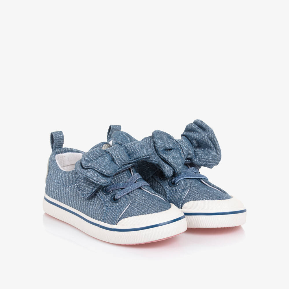Mayoral-Girls Sparkling Blue Bow Sneakers | Childrensalon Outlet