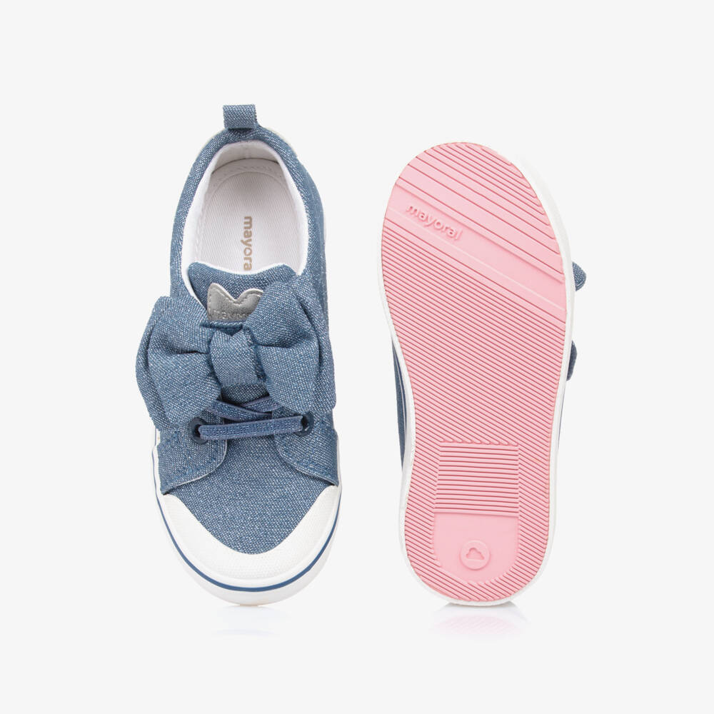 Mayoral-Girls Sparkling Blue Bow Sneakers | Childrensalon Outlet