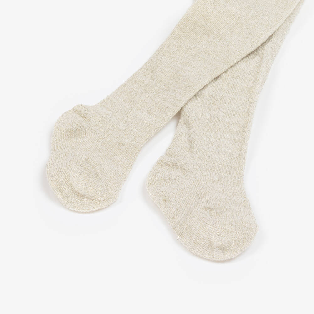 Mayoral Newborn-Girls Sparkling Gold Knit Tights | Childrensalon Outlet