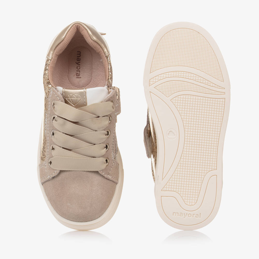 Mayoral-Girls Sparkling Gold Leather Sneakers | Childrensalon Outlet