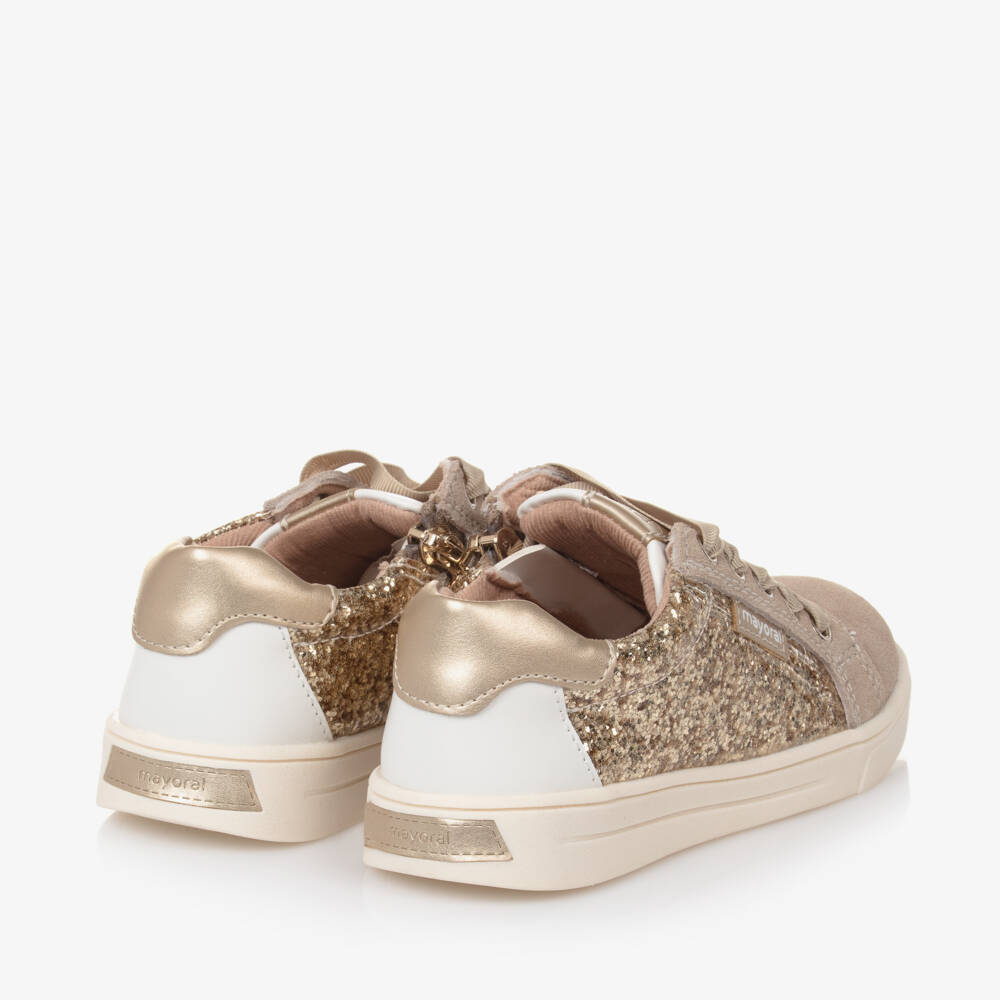 Mayoral-Girls Sparkling Gold Leather Sneakers | Childrensalon Outlet