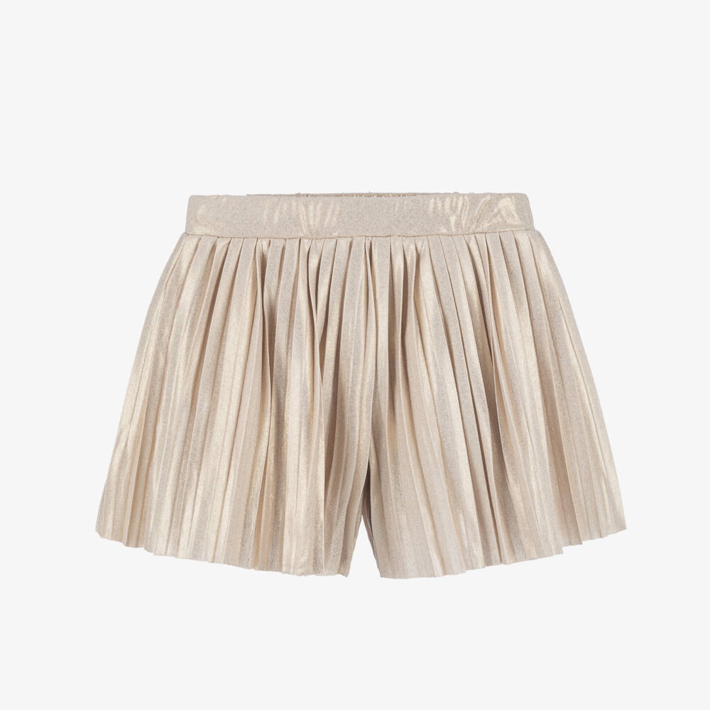 Mayoral-Girls Sparkling Gold Pleated Shorts | Childrensalon Outlet