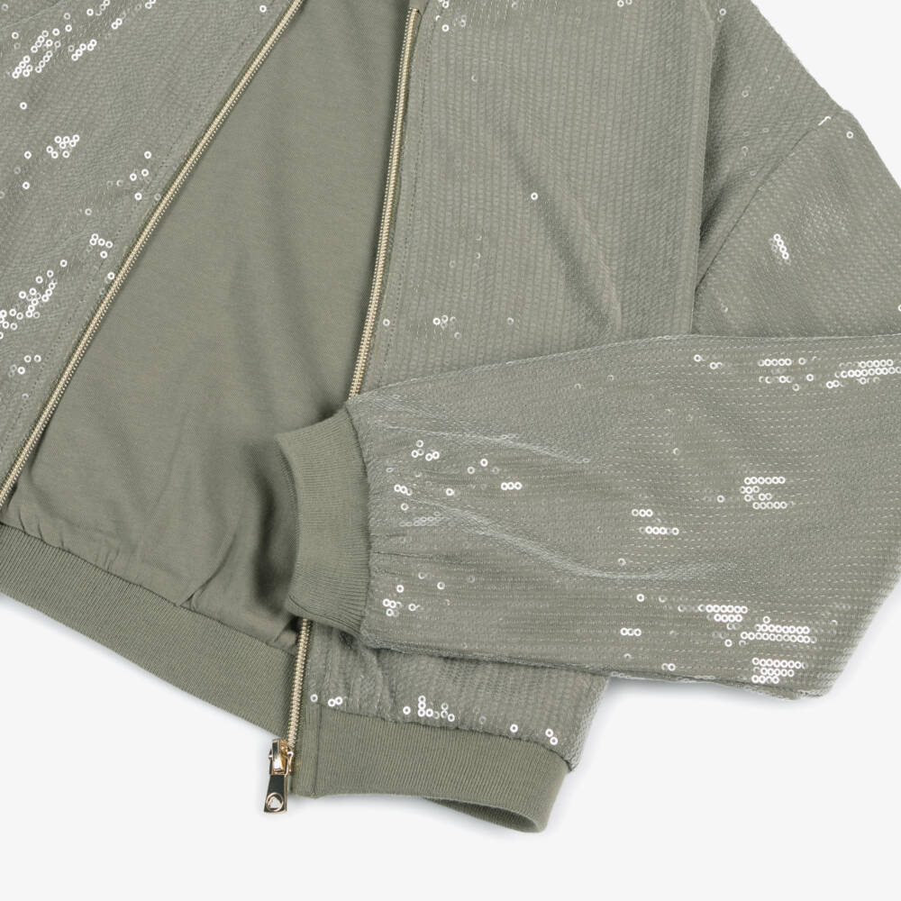 Mayoral-Girls Sparkling Green Bomber Jacket | Childrensalon Outlet