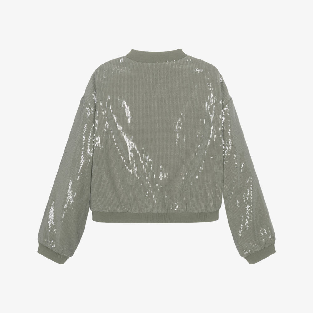 Mayoral-Girls Sparkling Green Bomber Jacket | Childrensalon Outlet