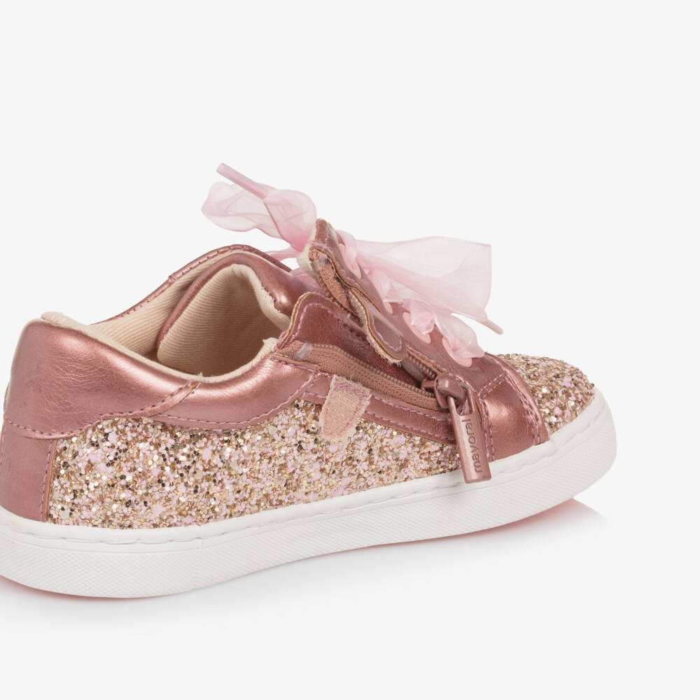 Mayoral-Girls Sparkling Pink Chiffon Sneakers | Childrensalon Outlet