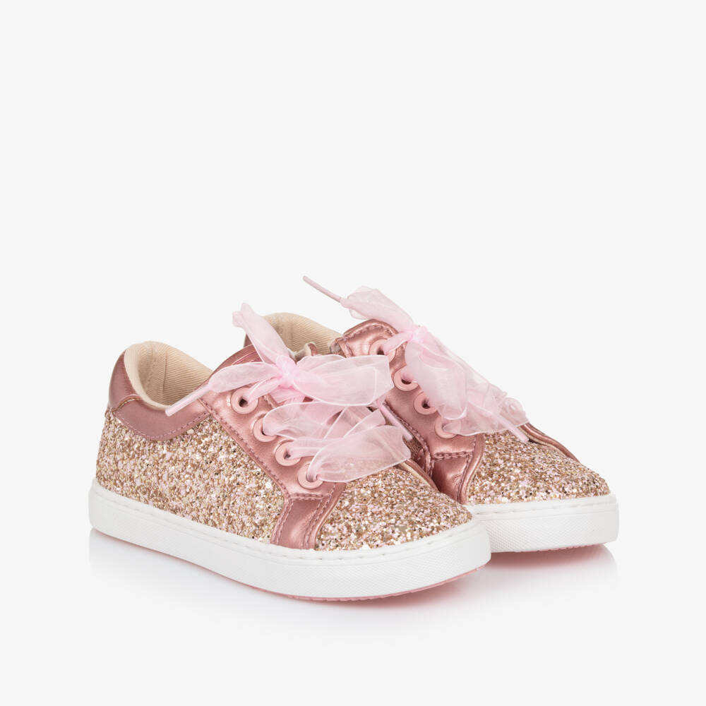 Mayoral-Girls Sparkling Pink Chiffon Sneakers | Childrensalon Outlet