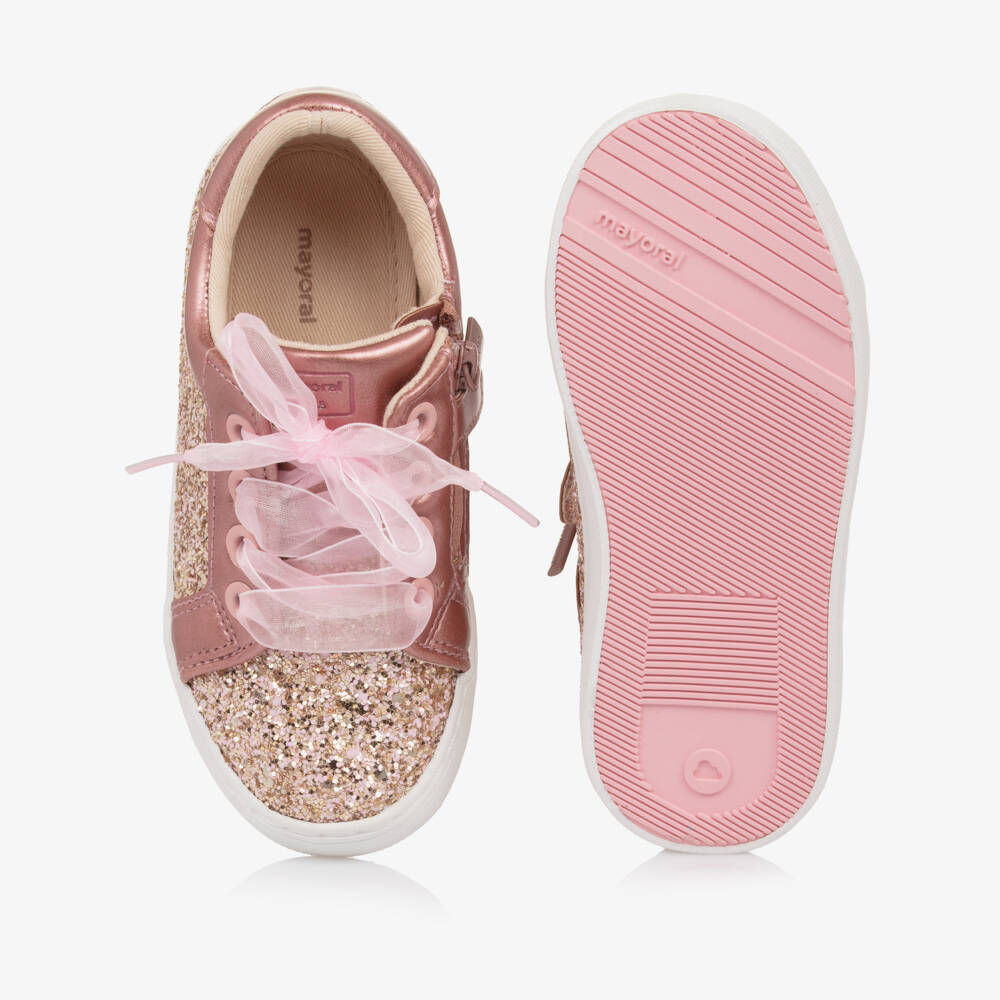 Mayoral-Girls Sparkling Pink Chiffon Sneakers | Childrensalon Outlet