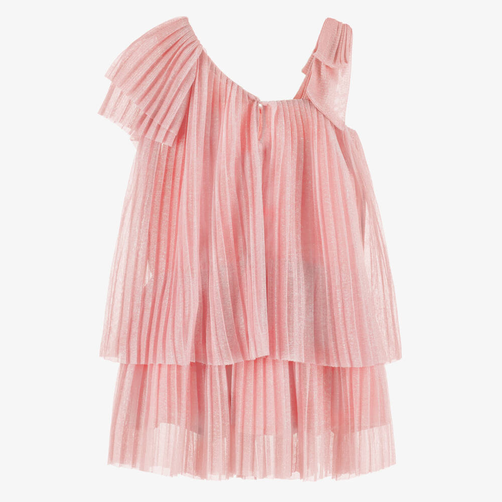 Mayoral-Платье из блестящего розового фатина с оборками для девочек | Childrensalon Outlet