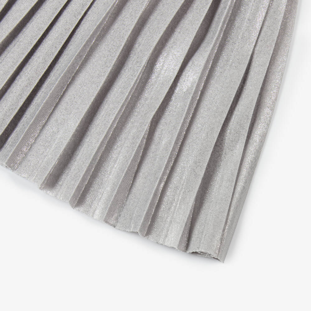 Mayoral-Girls Sparkling Silver Pleated Shorts | Childrensalon Outlet