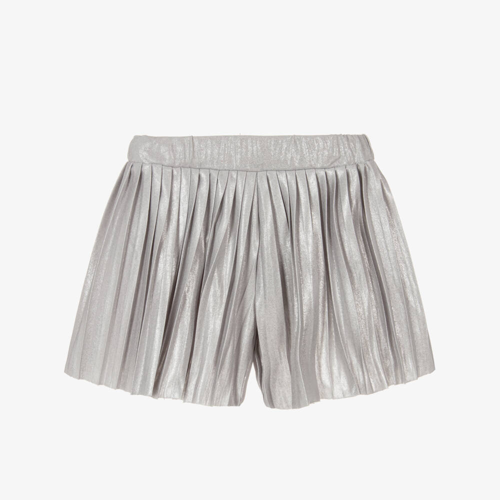 Mayoral-Girls Sparkling Silver Pleated Shorts | Childrensalon Outlet