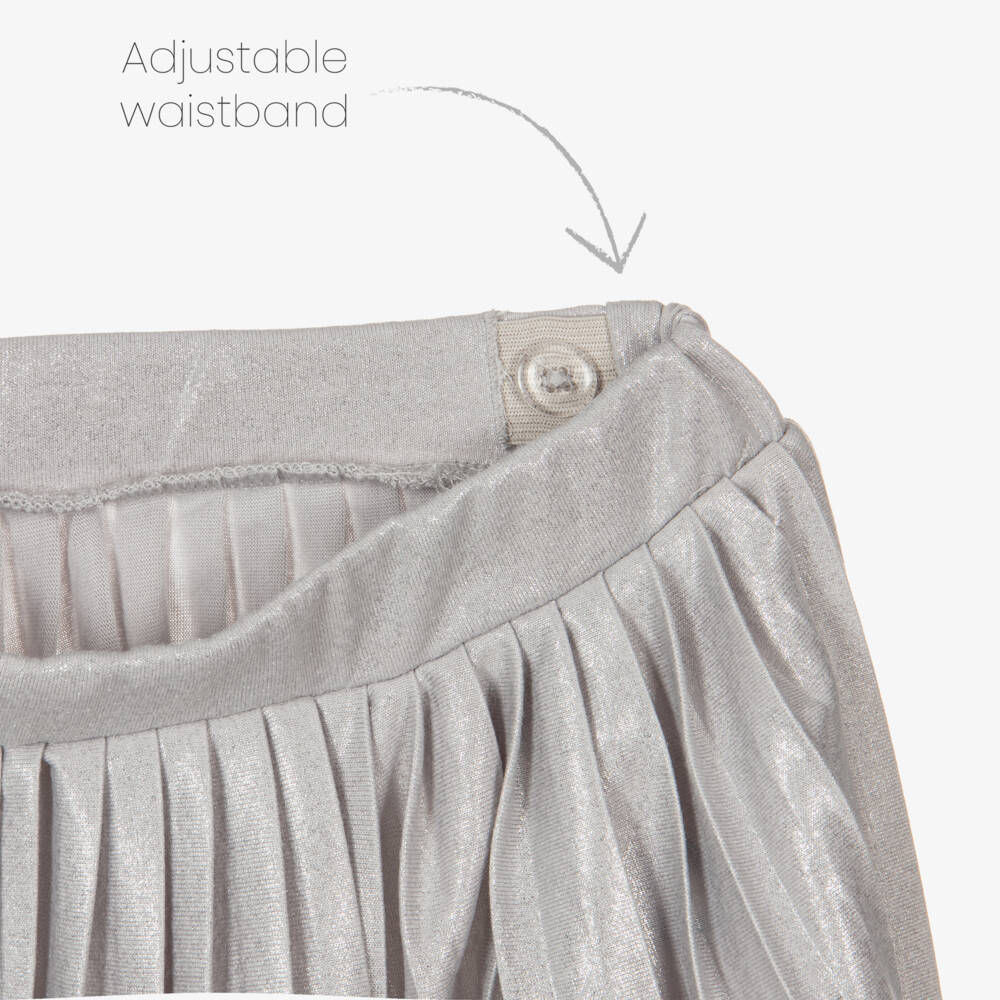 Mayoral-Girls Sparkling Silver Pleated Shorts | Childrensalon Outlet