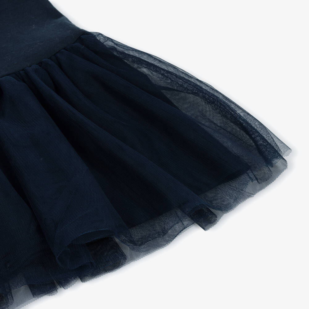 Mayoral-Girls Sparkly Beige & Navy Blue Dress Set | Childrensalon Outlet