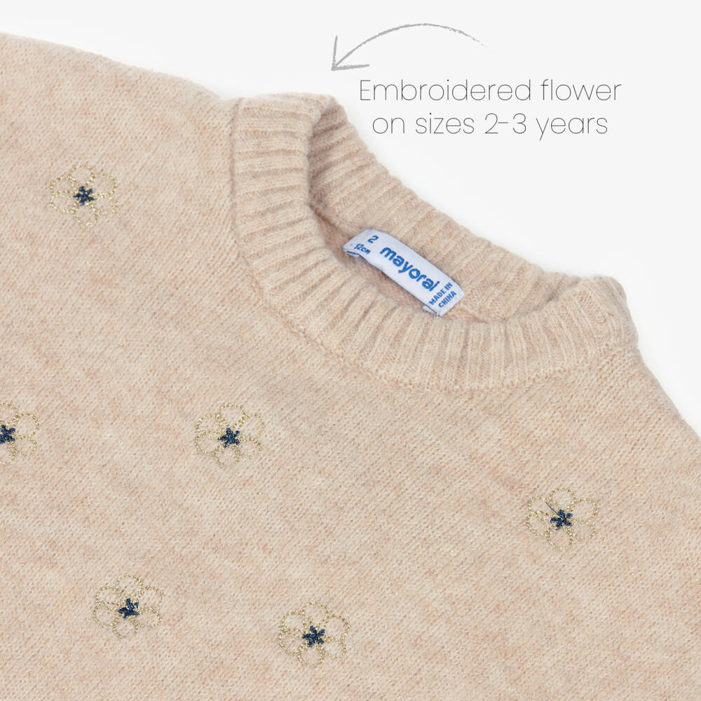 Mayoral-Girls Sparkly Beige & Navy Blue Dress Set | Childrensalon Outlet