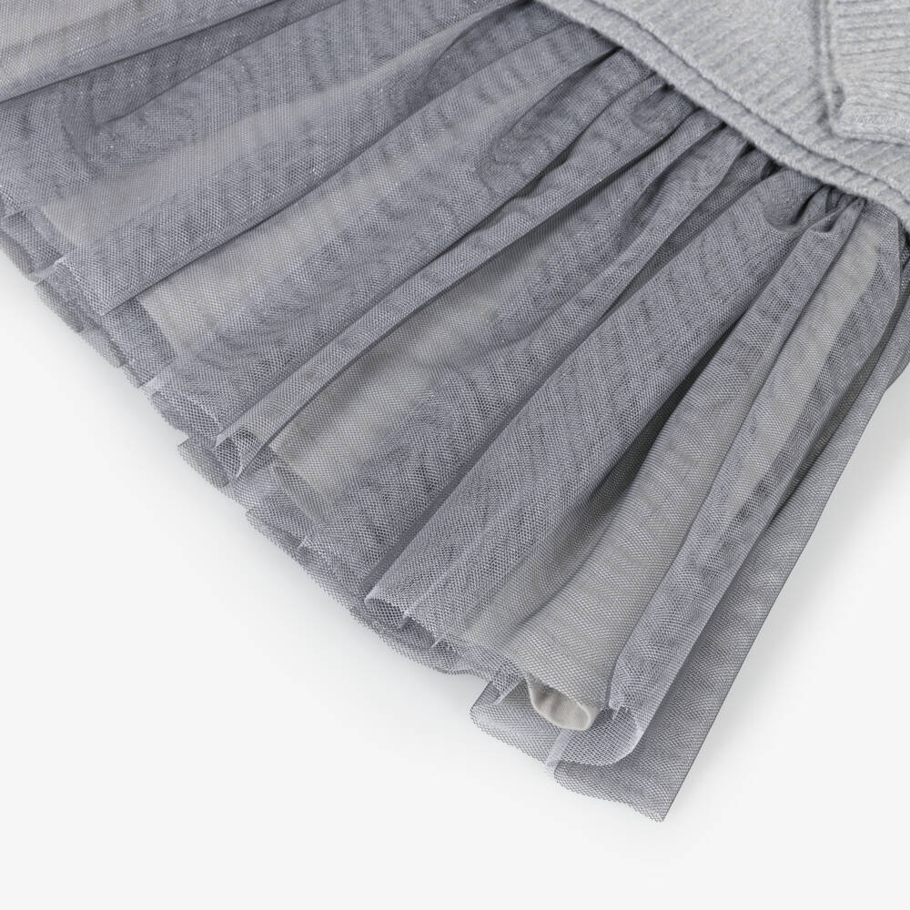 Mayoral-Girls Sparkly Grey Tulle Dress Set | Childrensalon Outlet