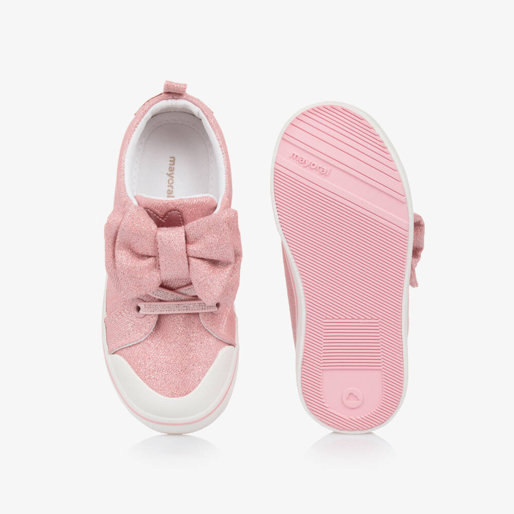Mayoral-Girls Sparkly Pink Bow Sneakers | Childrensalon Outlet