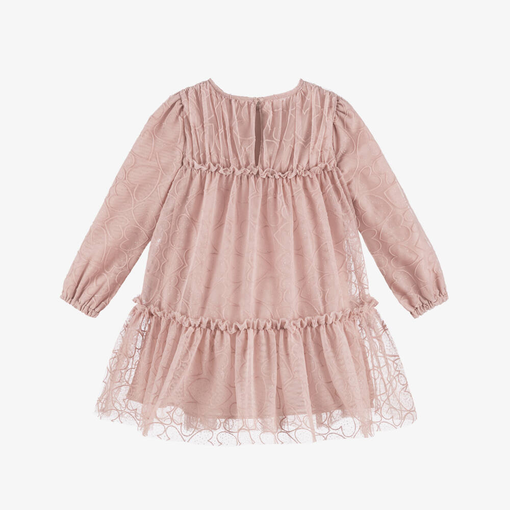 Mayoral-Girls Sparkly Pink Heart Dress | Childrensalon Outlet