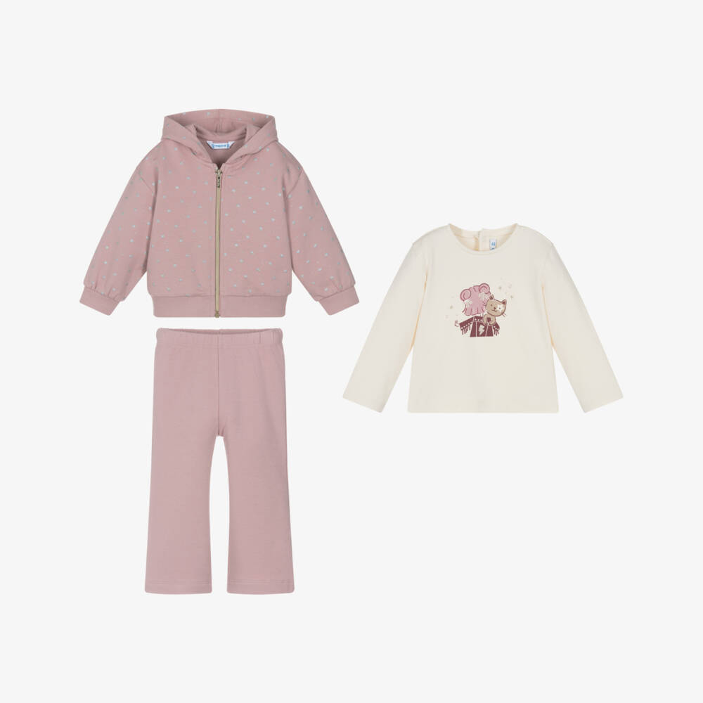 Mayoral-Girls Starry Cat Pink Tracksuit | Childrensalon Outlet