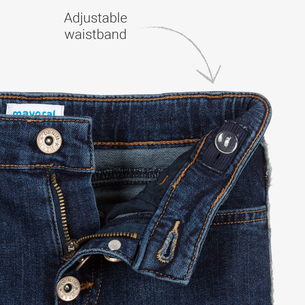 Mayoral-جينز قصير قطن دنيم لون أزرق داكن للبنات | Childrensalon Outlet