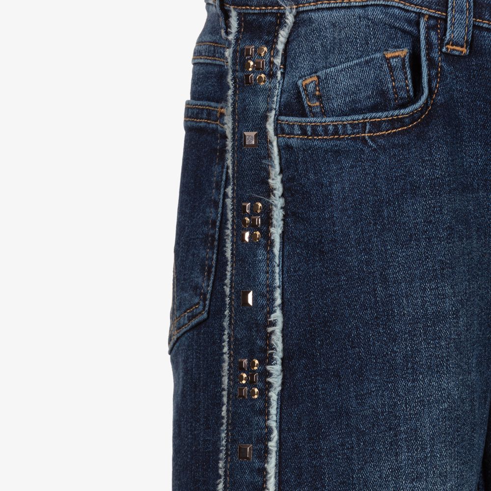 Mayoral-جينز قصير قطن دنيم لون أزرق داكن للبنات | Childrensalon Outlet