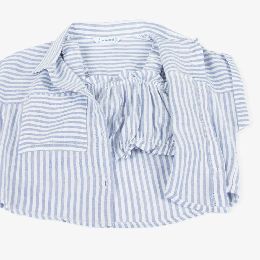 Mayoral-Girls Striped Cotton Top Duo | Childrensalon Outlet
