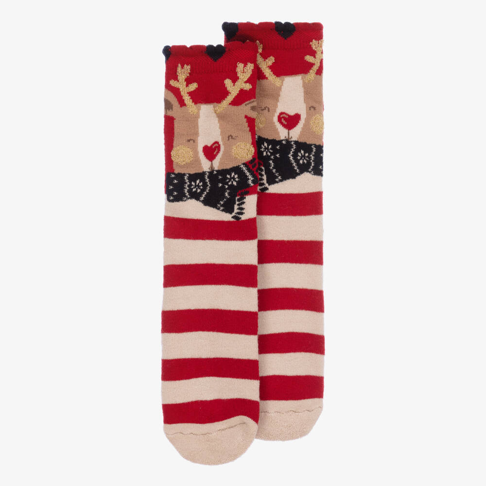 Mayoral-Girls Striped Reindeer Cotton Socks | Childrensalon Outlet