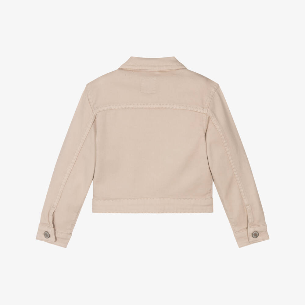 Mayoral-Girls Stylish Beige Cotton Jacket | Childrensalon Outlet