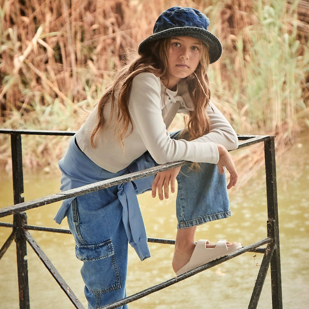 Mayoral-Girls Stylish Blue Cargo Trousers | Childrensalon Outlet