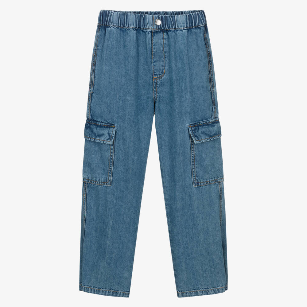 Mayoral-Girls Stylish Blue Cargo Trousers | Childrensalon Outlet