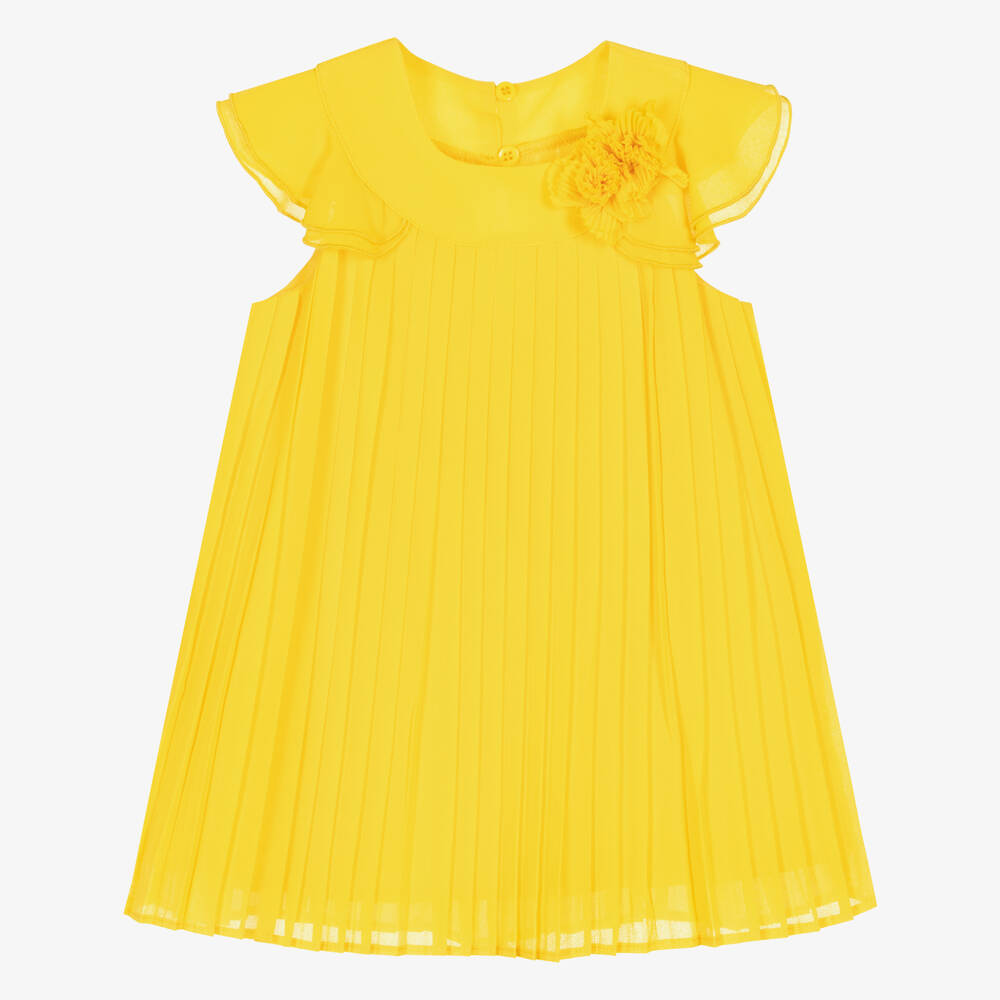 Mayoral - Girls Sun Yellow Pleated Chiffon Dress | Childrensalon