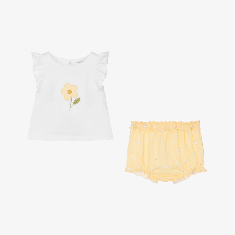 Mayoral Newborn-Girls Sunlit Blooms Cotton Ensemble | Childrensalon Outlet